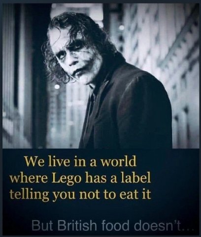 4 We live in a world where Lego has a label telling you not to eat it British food doe: