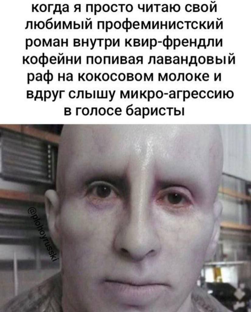 когда я просто читаю свой любимый профеминистский роман внутри квир-френдли кофейни попивая лавандовый раф на кокосовом молоке и вдруг слышу микро-агрессию в голосе баристы a В