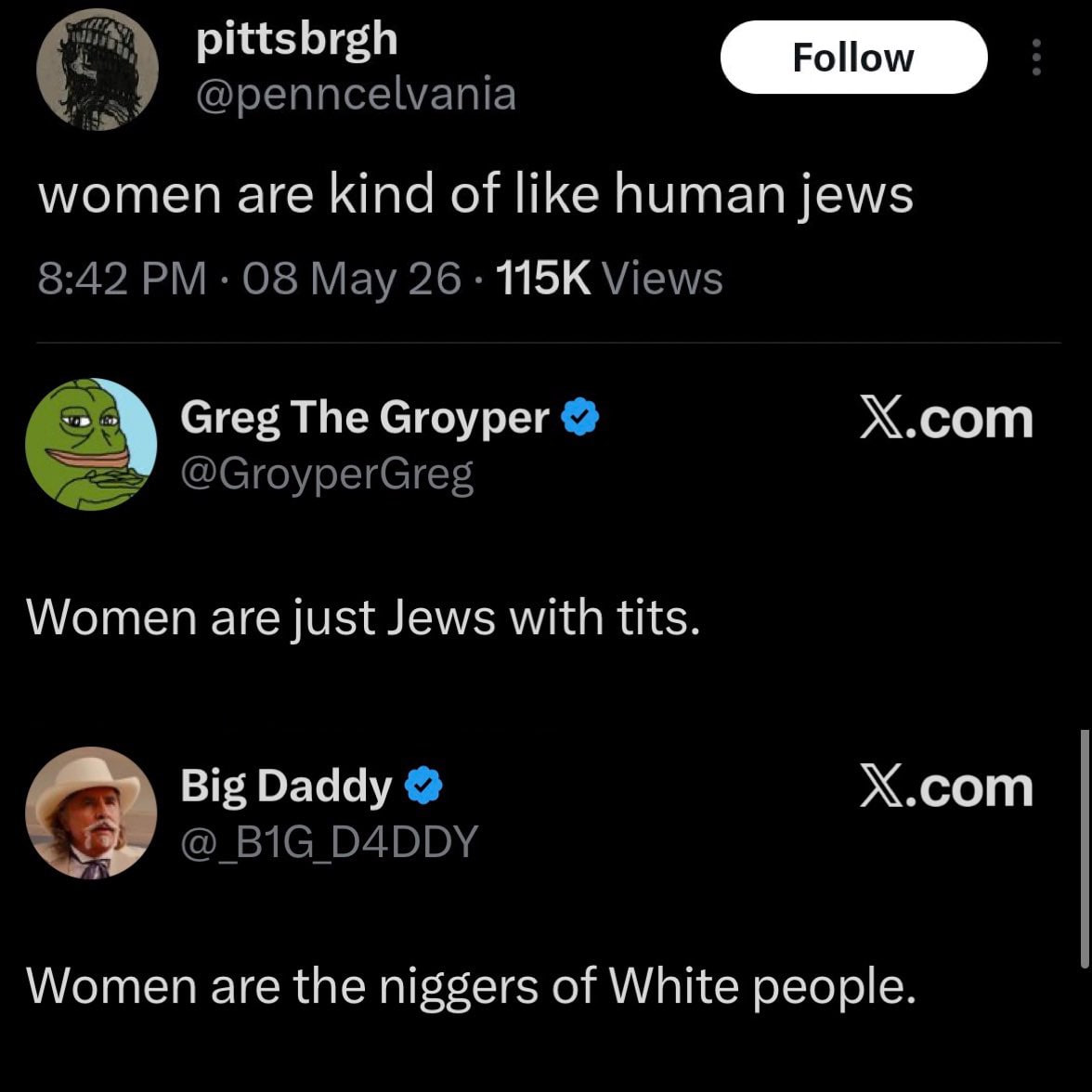 pittsbrgh women are kind of like human jews Х.сот Greg The Groyper Women are just Jews with tits. Х.сот Big Daddy Women are the niggers of White people.
