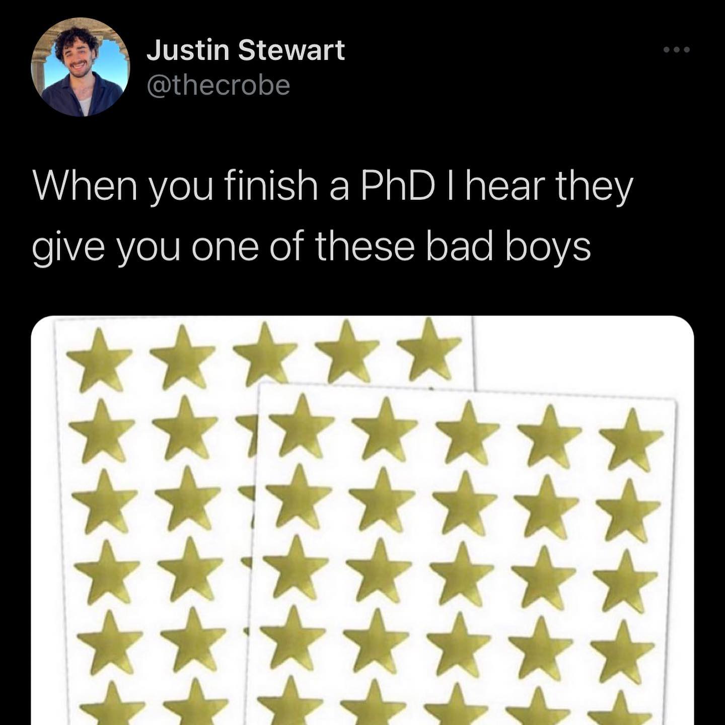 Justin Stewart @thecrobe When you finish а PhD hear they give you one of these bad boys
