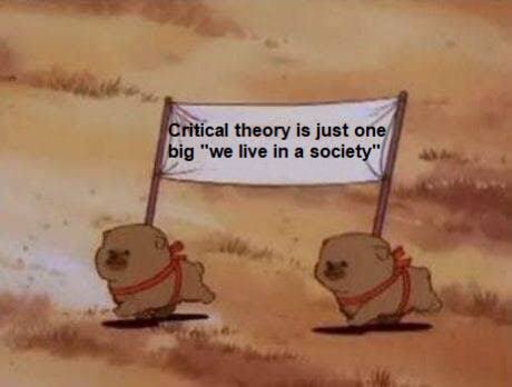 ritical theory is just one big “we live in a society"