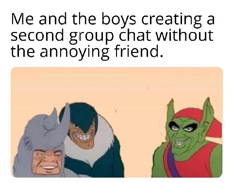and the boys creating а second group chat without the annoying friend.