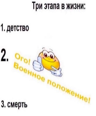 Три этапа в жизни: 1, детство 3. смерть