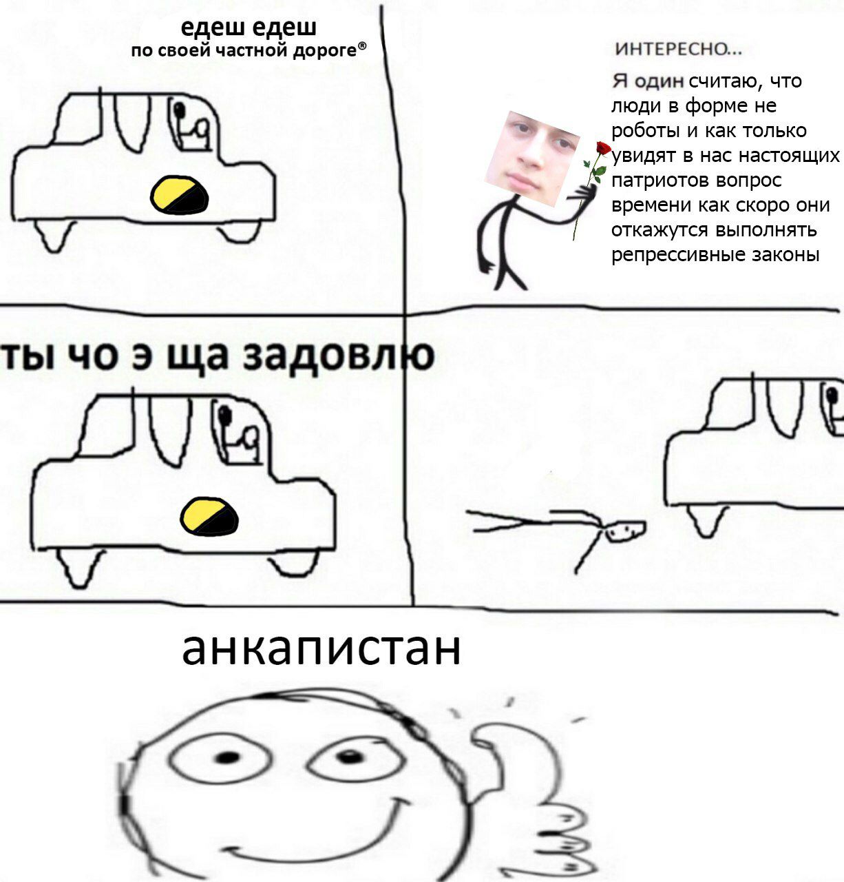 едеш едеш по своей частной дороге® ИНТЕРЕСНО... Я один считаю, что люди в форме не роботы и как только видят в нас настоящих патриотов вопрос времени как скоро они откажутся выполнять репрессивные зак