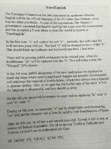 EuroEnglish The European Commissi English will be the just announced an agreement whereby was the other language of the rather than German, which As part of the negotiations, Her Majesty's and that En