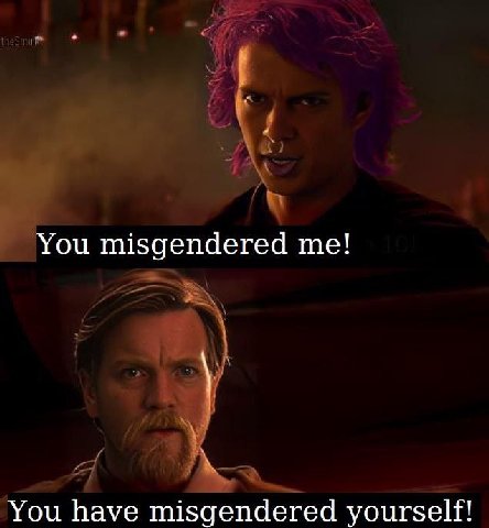 You misgendered me! You have misgendered yourself!