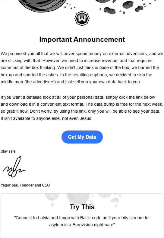 Important Announcement We promised you all that we will never spend money on external advertisers, and we are sticking with that. However, we need to increase revenue, and that requires some out of th
