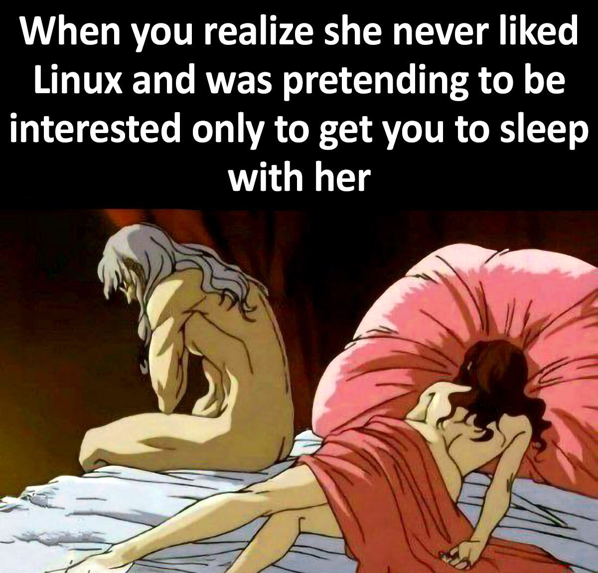 When you realize she never liked Linux and was pretending to be interested only to get you to sleep with her