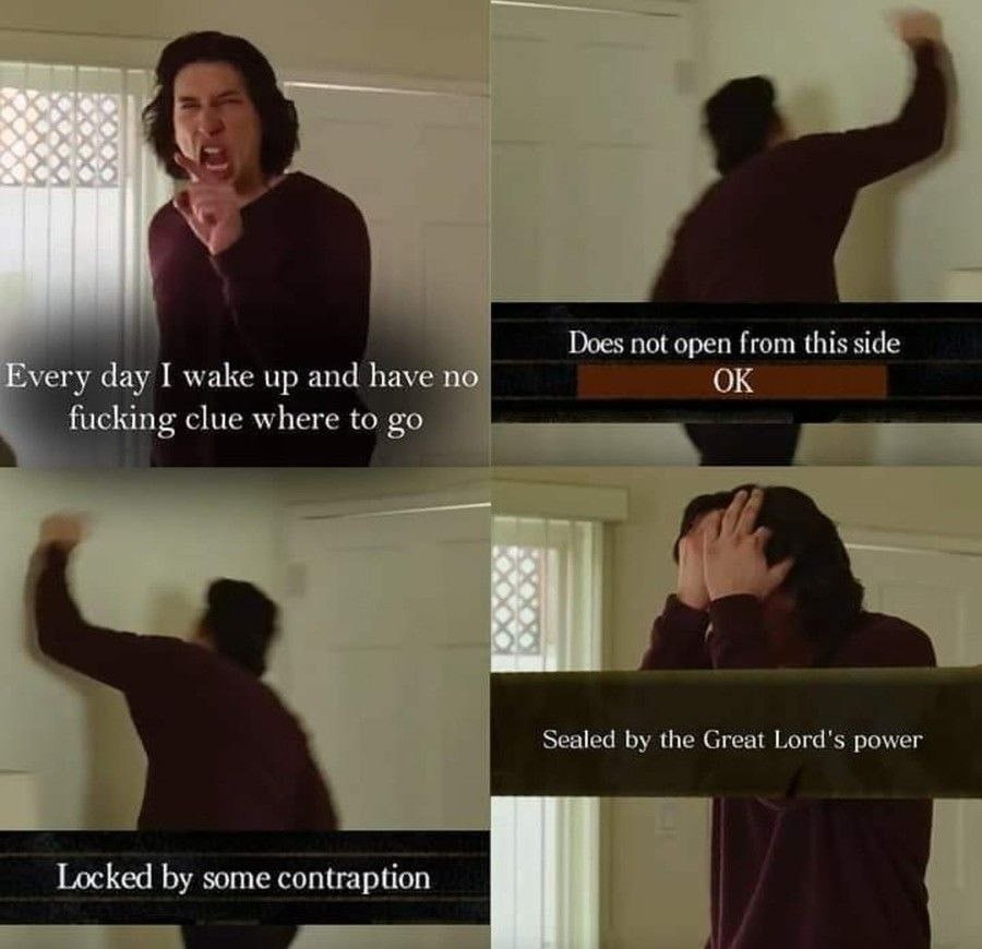 Does not open from this side егу I wake up and have. _fucking clue where to Sealed the Great Lord's power Locked some contraption