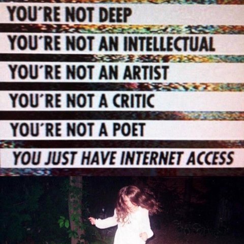 YOU'RENOTDEEP NOT AN INTELLECTUAL 2 YOU'RENOTACRITIC YOU JUST HAVE INTERNET ACCESS