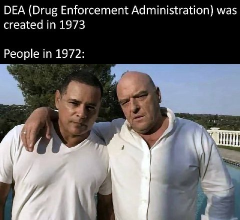 DEA (Drug Enforcement Administration) was created in 1973 People in 1972: