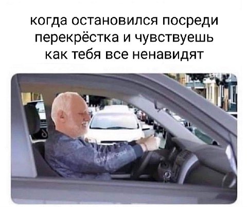 когда остановился посреди перекрёстка и чувствуешь как тебя все ненавидят