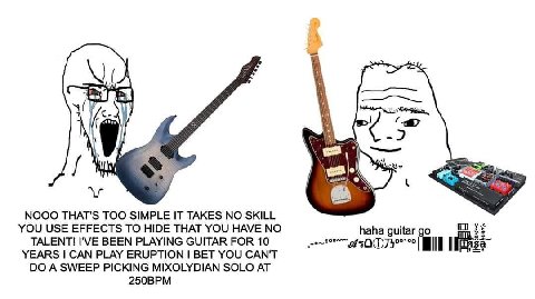 A 2 aN я NOOO THAT'S TOO SIMPLE IT TAKES NO SKILL YOU USE EFFECTS TO HIDE THAT YOU HAVE NO haha guitargo TALENT! I'VE BEEN PLAYING GUITAR FOR 10 YEARS САМ PLAY ERUPTION ВЕТ YOU CAN'T A SWEEP PICKING M
