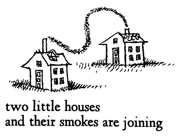 two little houses and their smokes are joining