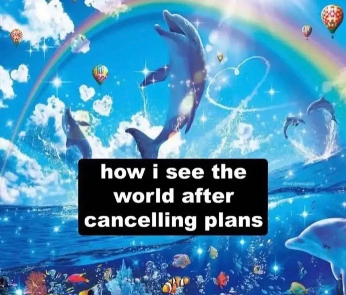 how i see the world after ~cancelling plans