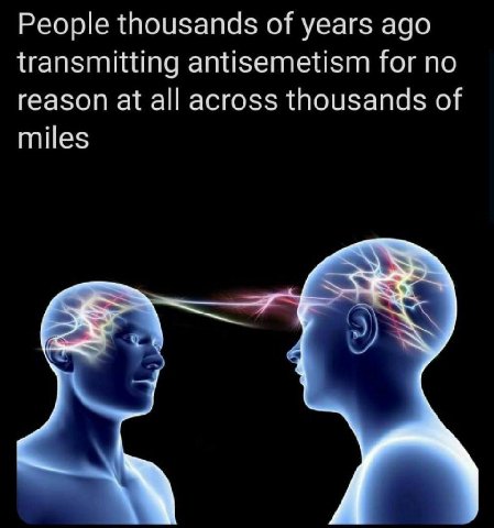 People thousands of years ago transmitting antisemetism for no reason at all across thousands of miles