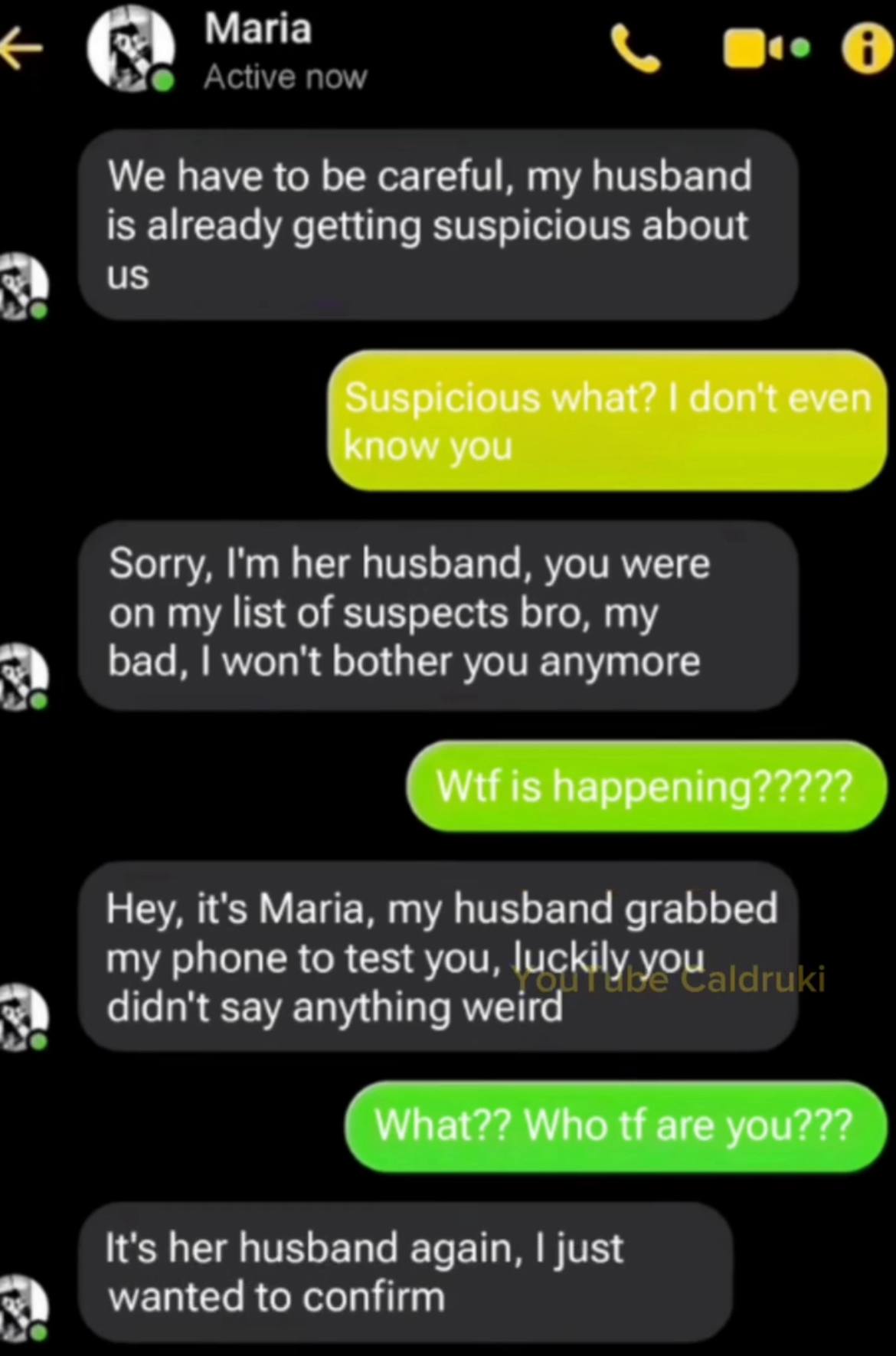 Мапа Active now 9 We have to be careful, my husband is already getting suspicious about Sorry, her husband, you were on my list of suspects bro, my bad, won't bother you anymore Hey, it's Мапа, my hus