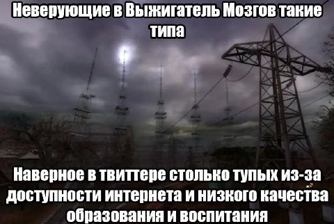 Неверующие в Выжигатель Мозгов такие типа 9 Наверное в твиттере столько тупых из-за доступности интернета и низкого качества образования и воспитания