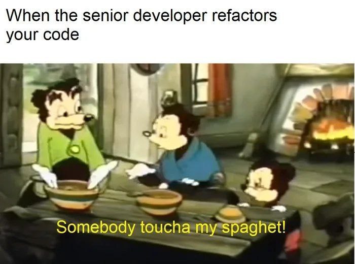 When the senior developer refactors your code Somebody