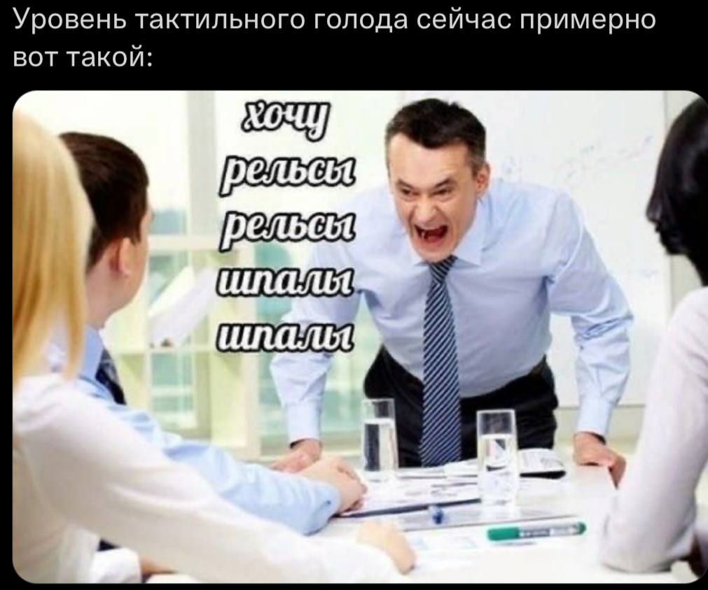 Уровень тактильного голода сейчас примерно вот такой: рельсы