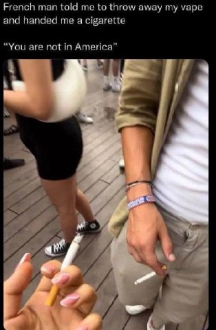 French man told me to throw away уаре and handed me a cigarette “You are not in America”