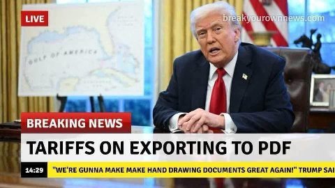 BREAKING NEWS TARIFFS ON EXPORTING TO PDF 14:29 WE'RE GUNNA MAKE MAKE HAND DRAWING DOCUMENTS GREAT AGAIN!" TRUMP SAI