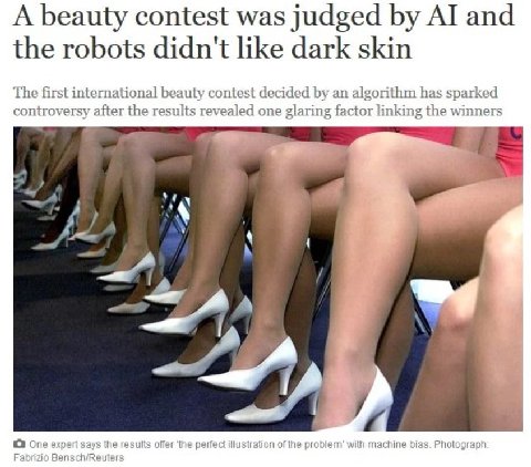 A beauty contest was judged and the robots didn't like dark skin The first international beauty contest decided an algorithm has sparked controversy after the results revealed one glaring factor linki