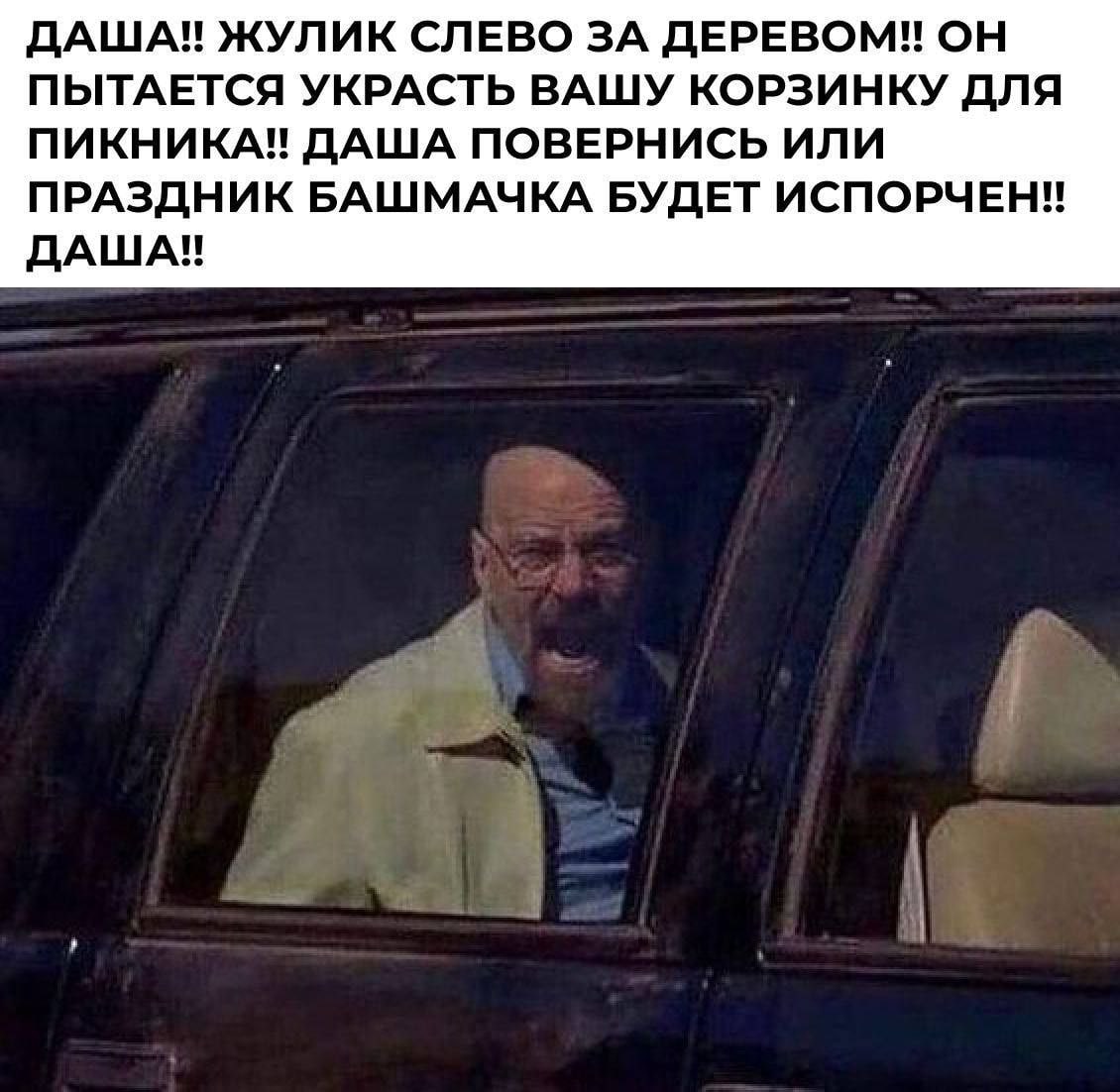 ДАША! ЖУЛИК СЛЕВО ЗА ДЕРЕВОМ! ОН ПЫТАЕТСЯ УКРАСТЬ ВАШУ КОРЗИНКУ ДЛЯ ПИКНИКА! ДАША ПОВЕРНИСЬ ИЛИ ПРАЗДНИК БАШМАЧКА БУДЕТ ИСПОРЧЕН! ДАША!