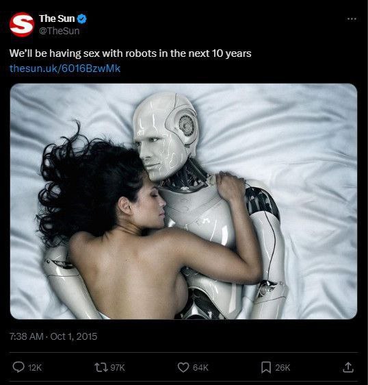 The Sun We'll be having sex with robots in the next 10 years У