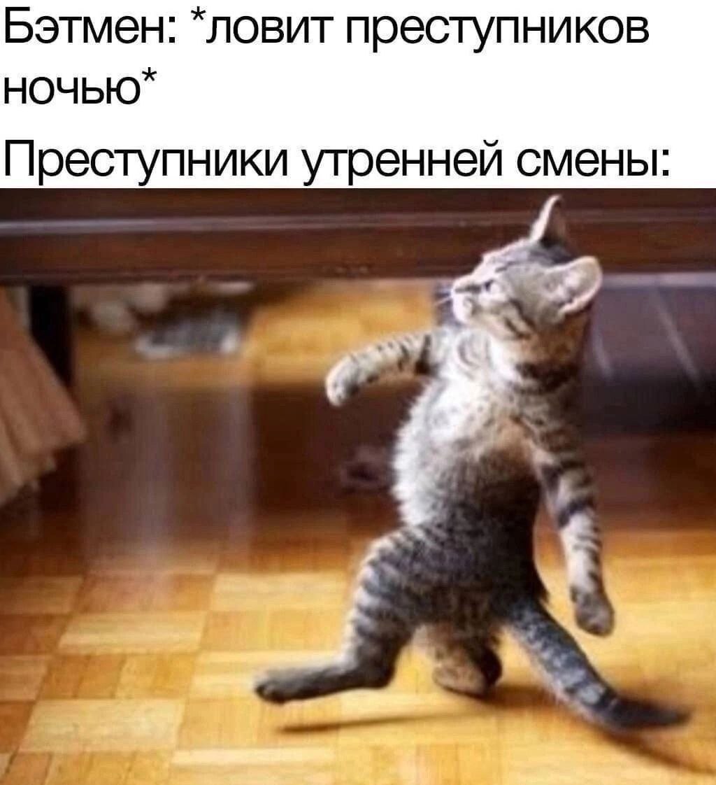 Бэтмен: *ловит преступников Преступники утренней смены: