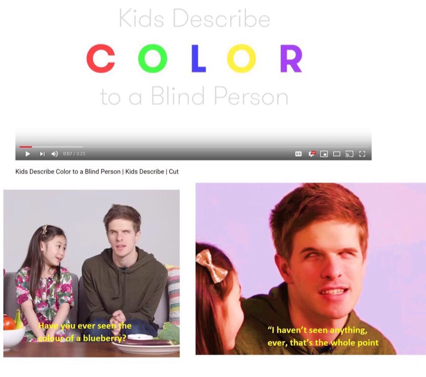 i) 097/325 Kids Describe Color to a Blind Person Kids Describe Cut seen thing, a blueberry? ever, that’s the whole point