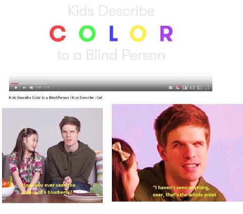 i) 097/325 Kids Describe Color to a Blind Person Kids Describe Cut seen thing, a blueberry? ever, that’s the whole point