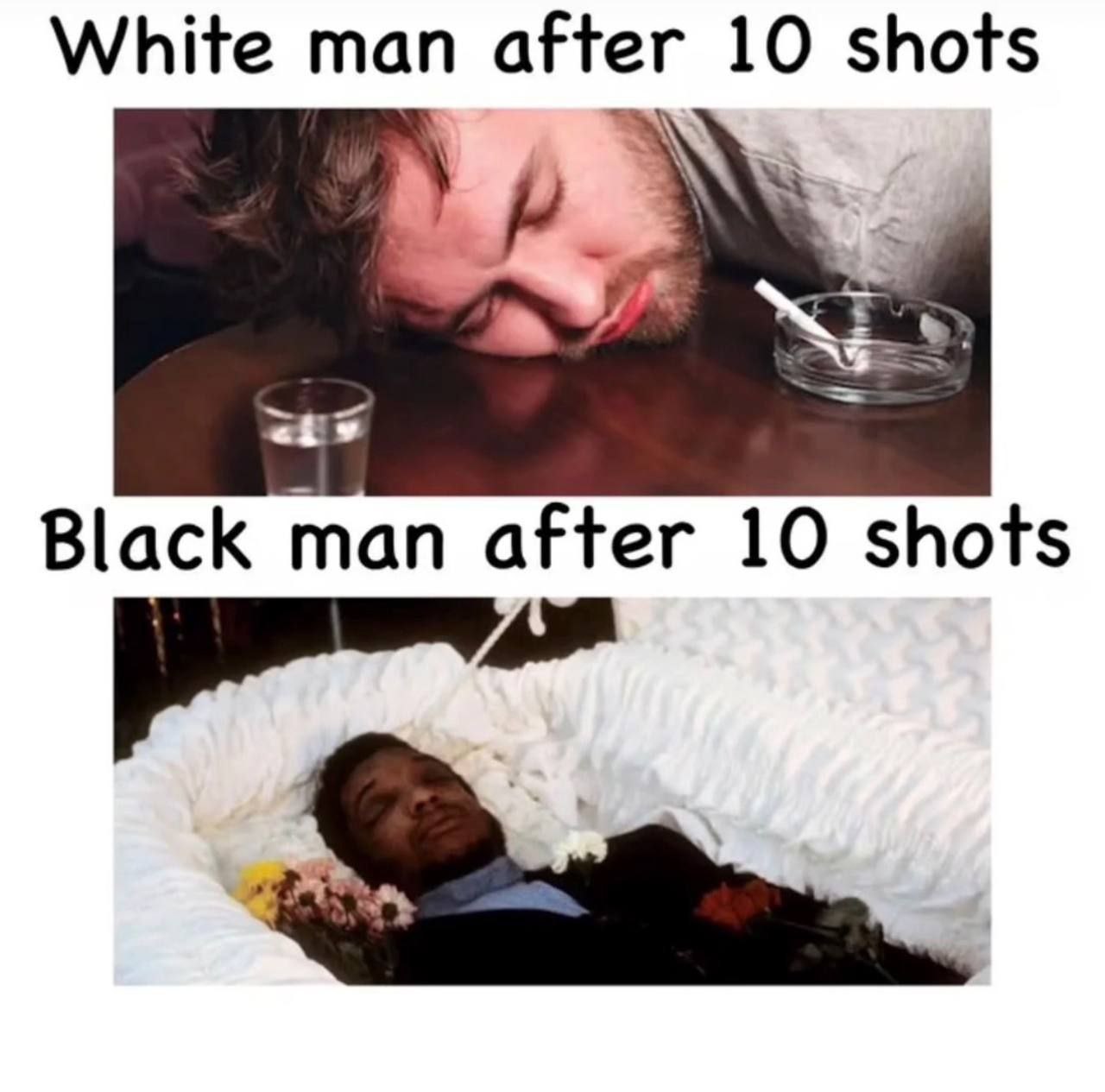 White man after 10 shots Black man after 10 shots