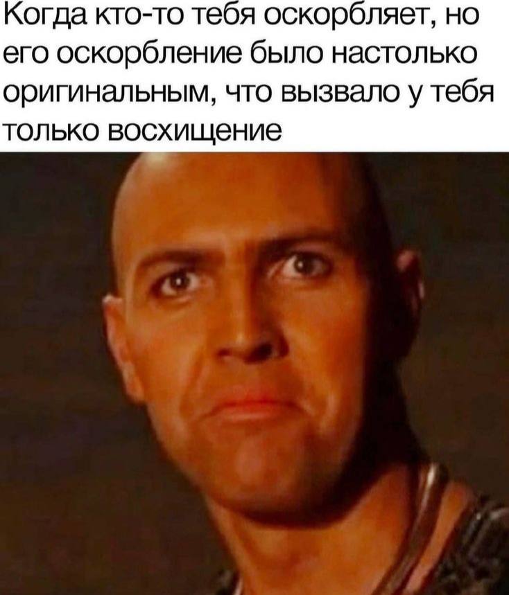 Когда кто-то тебя оскорбляет, но его оскорбление было настолько оригинальным, что вызвало у тебя только восхищение