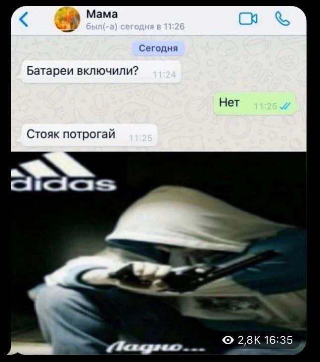 Мама и Сегодня Батареи включили? Нет Стояк потрогай 16:35