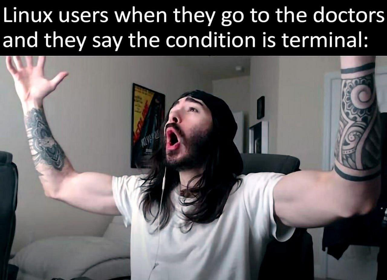 Linux users when they to the doctors and they say the condition is terminal: в