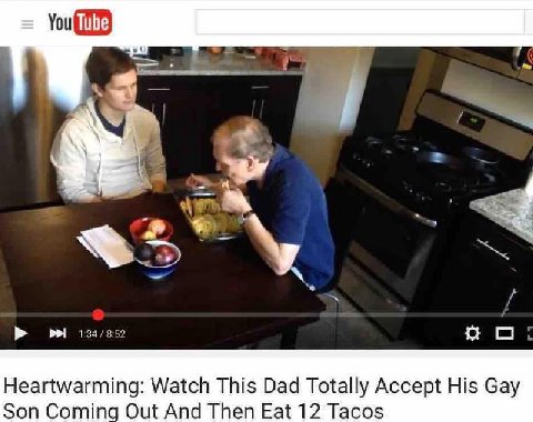 1 Я 124/852 Heartwarming: Watch This Dad Totally Accept His Gay Son Coming Out And Then Eat 12 Tacos