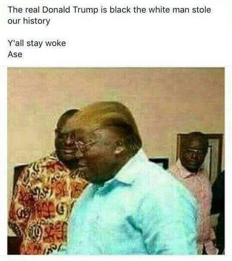 The real Donald Trump is black the white man stole our history Y'all stay woke Ase Я 17 2