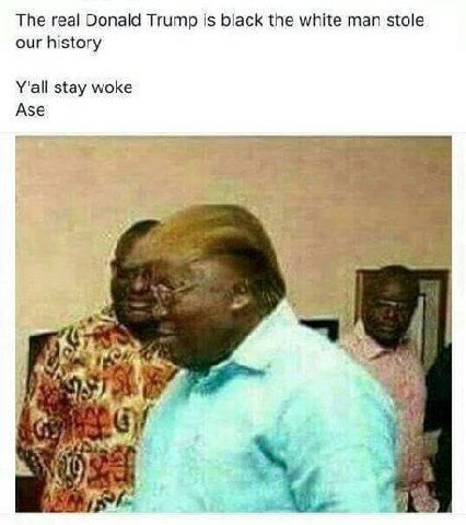 The real Donald Trump is black the white man stole our history Y'all stay woke Ase Я 17 2