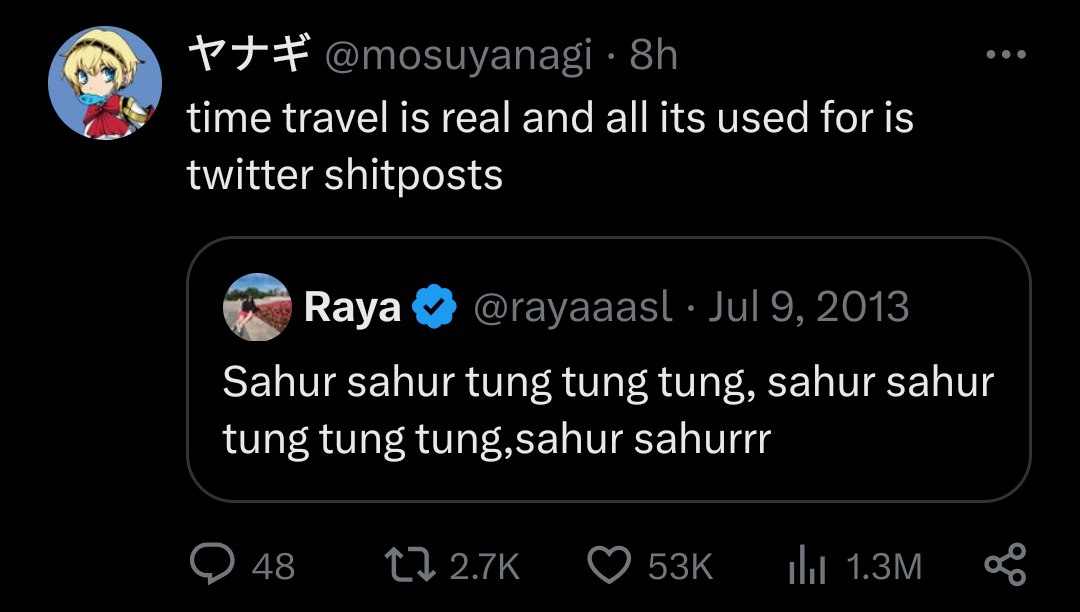 time travel is real and all its used for is twitter shitposts Вауа Sahur sahur tung tung tung, sahur sahur tung tung tung,sahur sahurrr