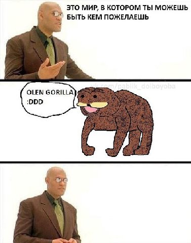 ЭТО МИР, В КОТОРОМ ТЫ МОЖЕШЬ БЫТЬ КЕМ ПОЖЕЛАЕШЬ OLEN GORILLA :DDD