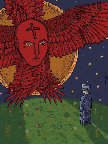 рисунок карта таро 18.5, в соавторстве с кирей как и прошлый, даст бог сил нарисуем целую колоду