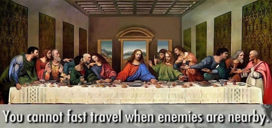You cannot fast travel when enemies are nearby.