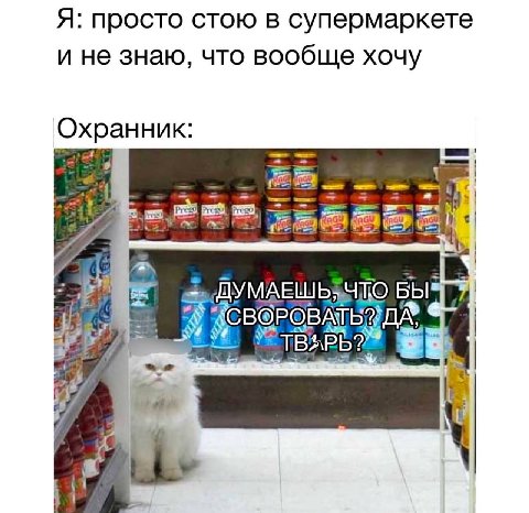Я: просто стою в супермаркете и не знаю, что вообще хочу Охранник ВАР 2