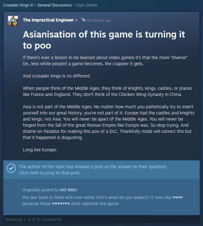 CK3 steam discussions are something else