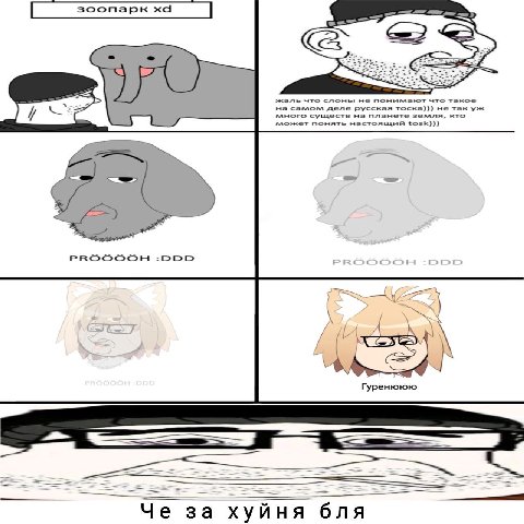 <=2 жаль что слоны не понимают что такое на самом деле русская тоска))) не так существ на планете земля, кто понять настоящий tosk))) Гуренююю Че за хуйня бля