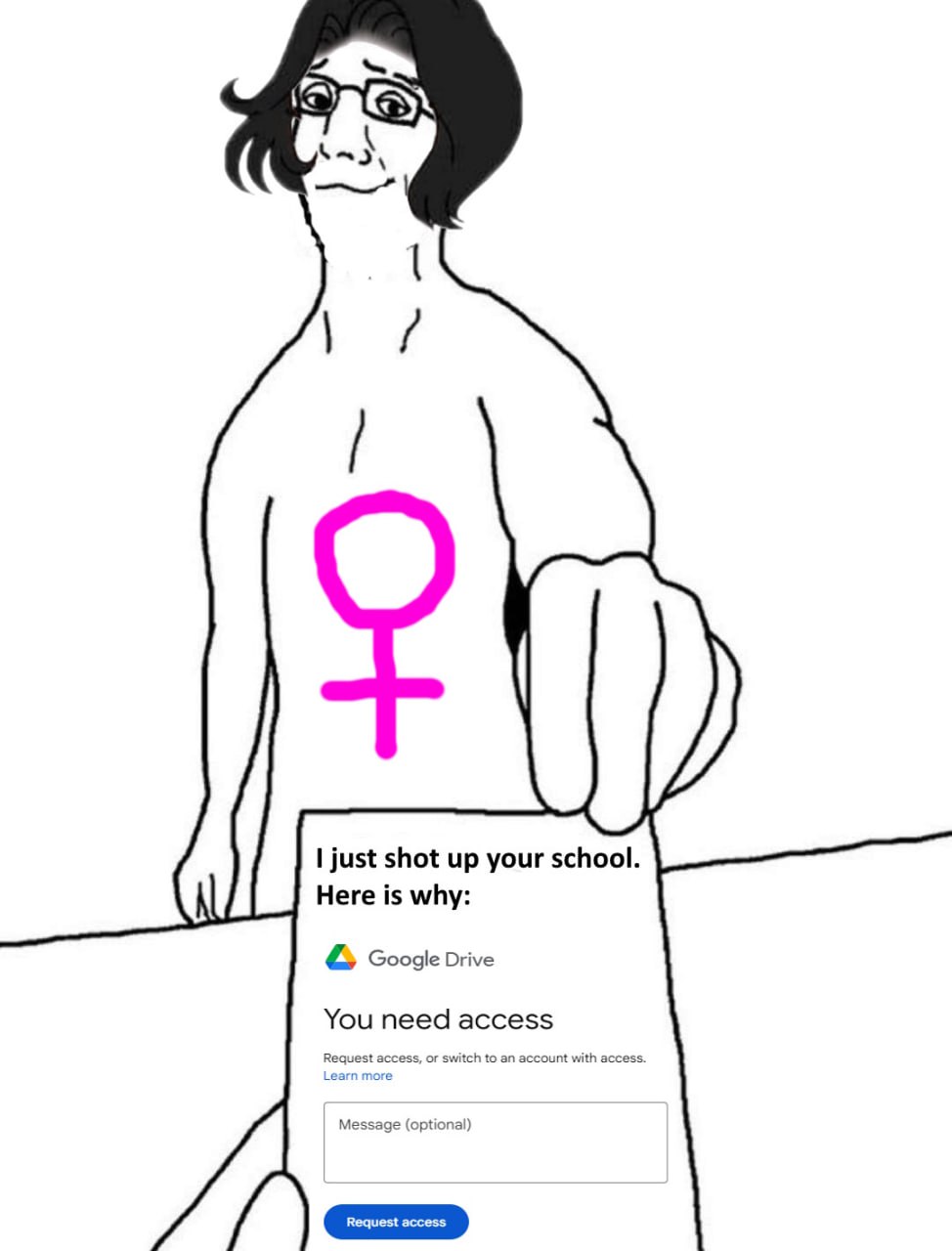 just shot up your school. Here is why: б Google Drive You need access Request access, or switch to an account with access Learn more Message (optional)