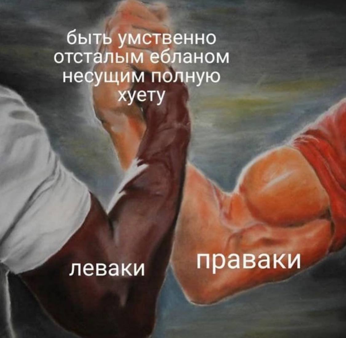 быть умственно отсталым ебланом несущим полную хуету леваки праваки