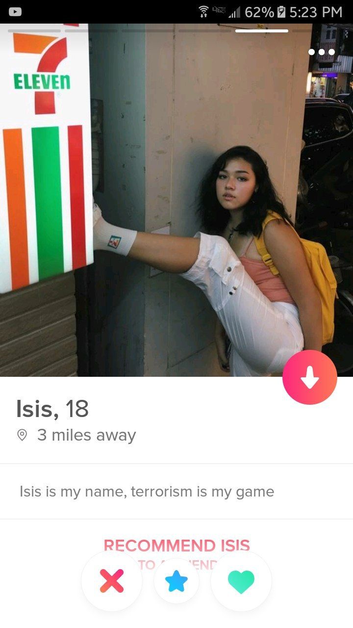 62% 5:23 Isis, 18 3 miles away Isis is my name, terrorism is my game RECOMMEND ISIS
