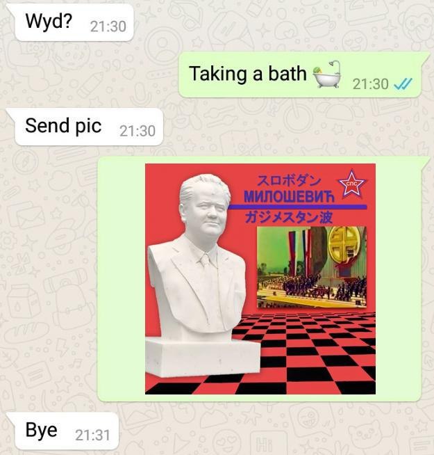 Wyd? 94-30 Taking a bath 21:30 Send pic Вуе 21:31